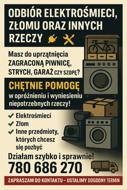 SPRZĄTANIE POMIESZCZEŃ GOSPODARCZYCH ODBIÓR ELEKTROŚMIECI ORAZ ZŁOMU 