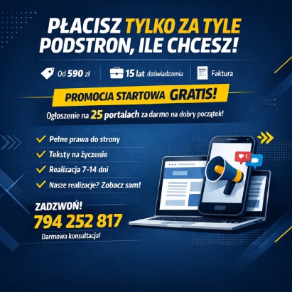 Strona internetowa od 590 zł - płacisz za tyle podstron, ile potrzebujesz