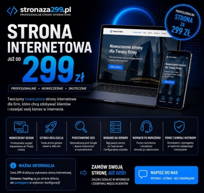 Profesjonalna strona internetowa za 299 zł | Faktura