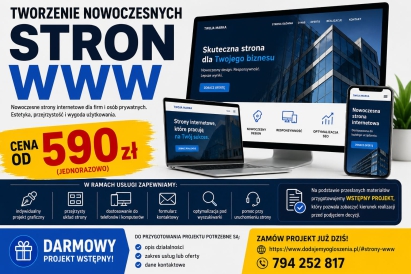 Strona WWW od 590 zł + projekt wstępny GRATIS/ NAWET W 24 H/ WYSTAWIAMY FAKTURY