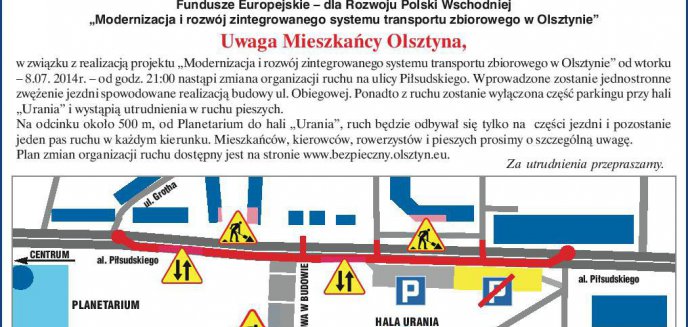 Zmiana organizacji ruchu na al. Piłsudskiego!