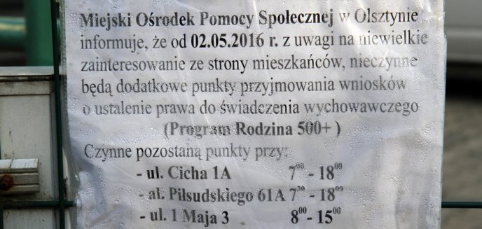 Artykuł: ''500 plus'' w Olsztynie. Zlikwidowali dodatkowe punkty przyjmowania wniosków