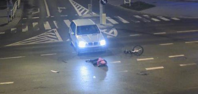 Bmw potrąciło rowerzystę na skrzyżowaniu w Olsztynie [FILM]