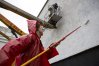Prace nad muralem na ścianie budynku ZSO nr 1 Olsztynie