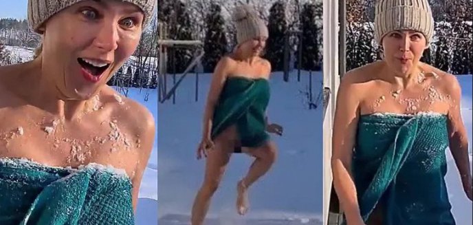 Pochodząca z Olsztyna aktorka, Anna Samusionek, morsuje w śniegu bez majtek [WIDEO]