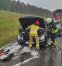 Pożar samochodu marki mercedes na drodze szybkiego ruchu w stronę Olsztynka