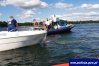 Policyjni wodniacy podczas interwencji na jez. Ukiel
