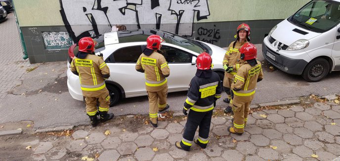 Artykuł: Nietypowa interwencja strażaków na ulicy Mickiewicza w Olsztynie. Dziecko zatrzasnęło się w aucie [ZDJĘCIA]