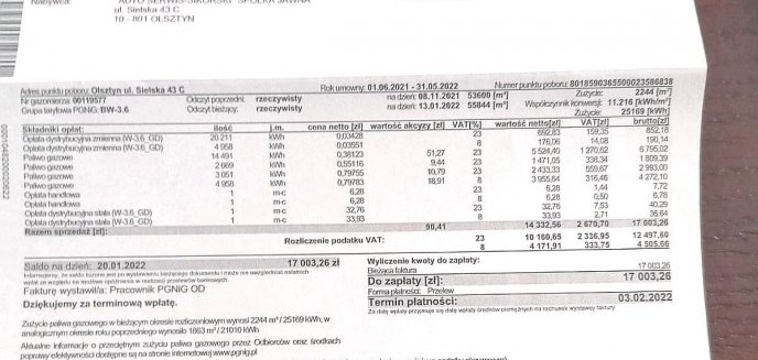 Przedsiębiorca z Dajtek musi zapłacić wyższe o ponad 400 proc. rachunki za gaz!