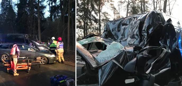 Drzewo spadło na samochód na trasie Olsztyn-Dywity [ZDJĘCIA]