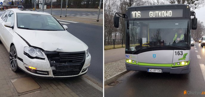 77-letni kierowca volkswagena zderzył się z autobusem komunikacji miejskiej na ul. Artyleryjskiej [ZDJĘCIA]