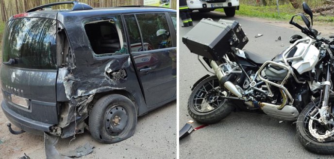 Artykuł: Wypadek na drodze wojewódzkiej pod Olsztynem. Motocyklista ma złamane obie ręce [ZDJĘCIA] [AKTUALIZACJA]