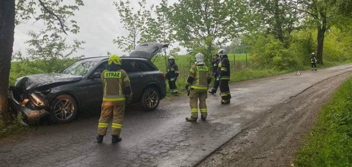 Artykuł: Kierowca mercedesa uderzył w drzewo pod Olsztynem [ZDJĘCIA]