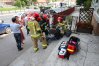 Zanim przybył na miejsce Zespół Ratownictwa Medycznego, poszkodowany rowerzysta był opatrywany przez strażaków