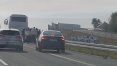 Kibice m.in. Legii Warszawa (w białych strojach) zatrzymali autokar fanów Stomilu na drodze szybkiego ruchu S7 w celu konfrontacji