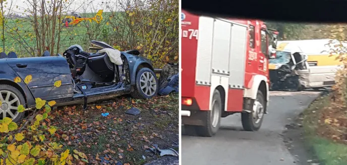 Poważny wypadek pod Dobrym Miastem z udziałem auta kurierskiego