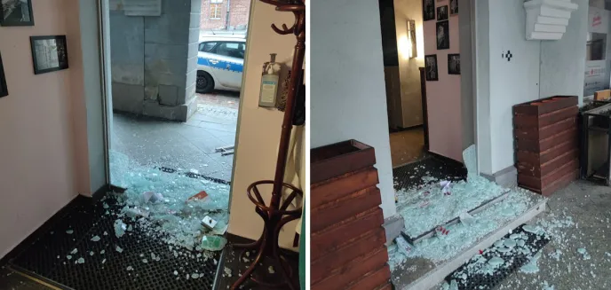 22-latek z Małopolski na ''gościnnych występach'' w Olsztynie. Zdemolował drzwi do jednego z lokali na starówce