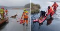 Strażacy i druhowie uratowali jelenia i psa
