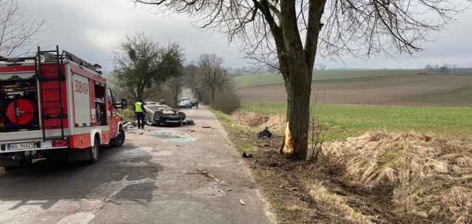 Gmina Świątki. 51-letni kierujący audi stracił panowanie nad autem i uderzył w drzewo