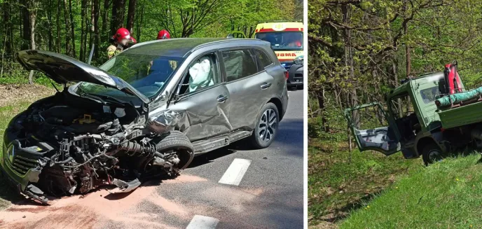 Kolizja pod Olsztynem. 67-latek zasnął za kierownicą i zderzył się czołowo z pojazdem ciężarowym