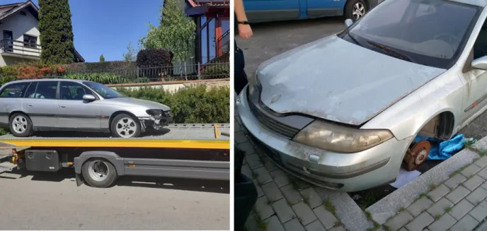 Strażnicy czyszczą miasto z wraków. Renault i opel na lawecie [WIDEO]