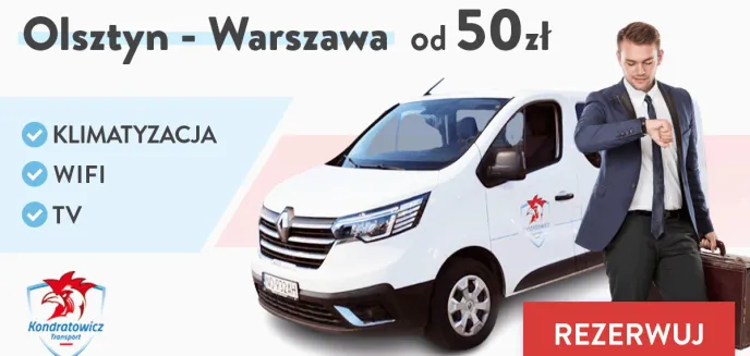 Przewozy z i na lotnisko Olsztyn - Warszawa - Olsztyn