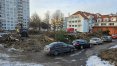 Wycięte drzewa na terenie PSP w Olsztynie