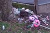 Śmieci na trawniku przy Grunwaldzkiej 9A
