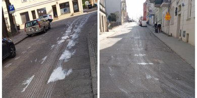 Artykuł: Ktoś zostawił białe plamy w olsztyńskim Śródmieściu. Pomógł monitoring