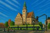 Olsztyński ratusz i tramwaj w wersji z Minecrafta