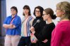 P.o. dyrektora BWA, Monika Sadowska (przemawia), w różowym - dotychczasowa kierowniczka, Małgorzata Bojarska-Waszczuk