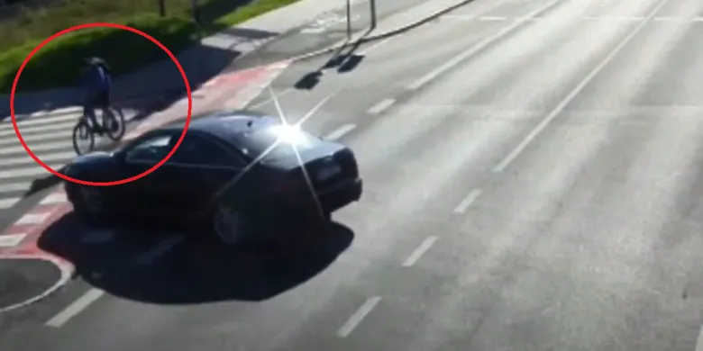 Olsztyn. 19-latek w subaru "zdjął" rowerzystę z siodełka