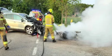Tragiczne zdarzenie w powiecie ostródzkim. Zginęły dwie osoby jadące motocyklem [ZDJĘCIA] [AKTUALIZACJA]
