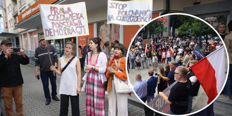 Spór o migrantów na ulicach Olsztyna. Dwie pikiety w centrum miasta [ZDJĘCIA]