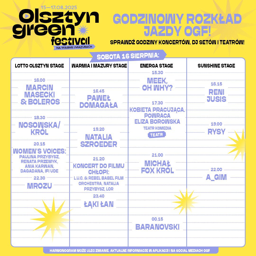 Nadchodzi Olsztyn Green Festival. Moc muzycznych doznań i teatralne nowości [LINE-UP godzinowy]