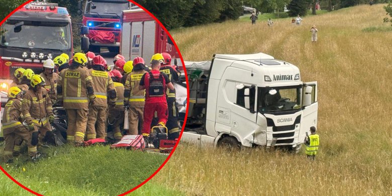 Wypadek na wysokości Ługwałdu w gminie Dywity. Na miejscu helikopter LPR [ZDJĘCIA, WIDEO]