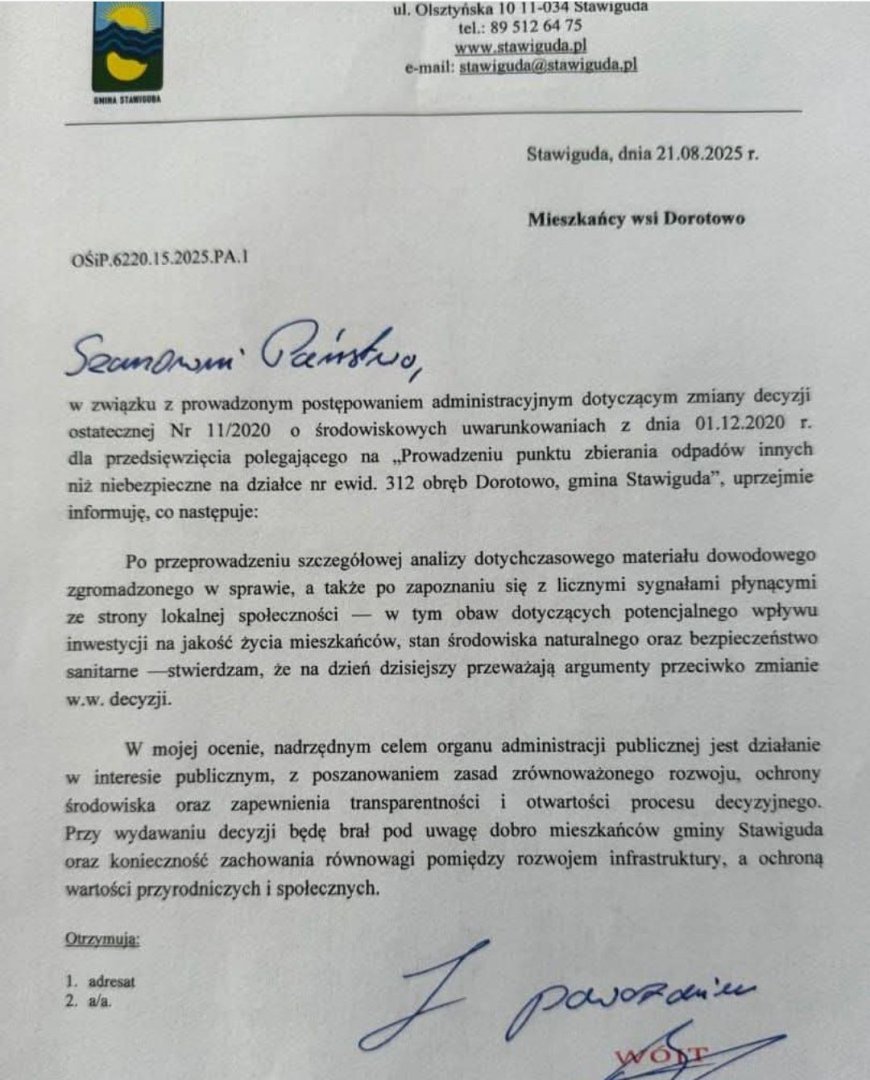 Zamieszanie wokół odpadów. Mieszkańcy Dorotowa stawiają opór wobec inwestycji Żabki. Co na to wójt?