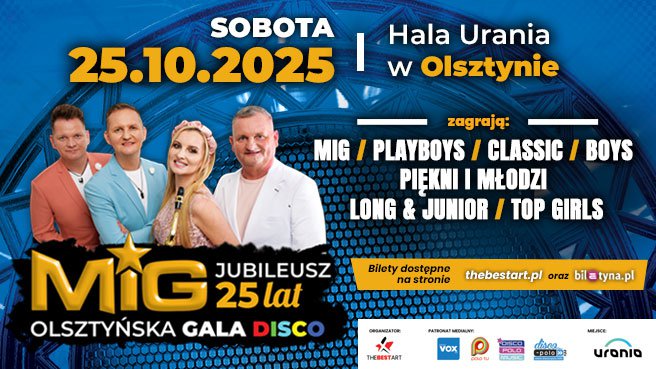 Olsztyńska Gala Disco 2025. 25 lat zespołu MIG!