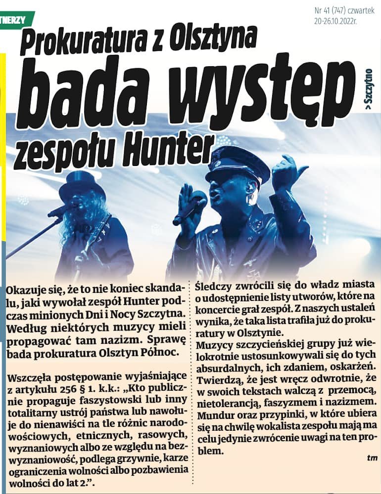 Hunter świętuje 40-lecie i... promuje nazizm? Posłanka, Iwona Arent zainterweniowała