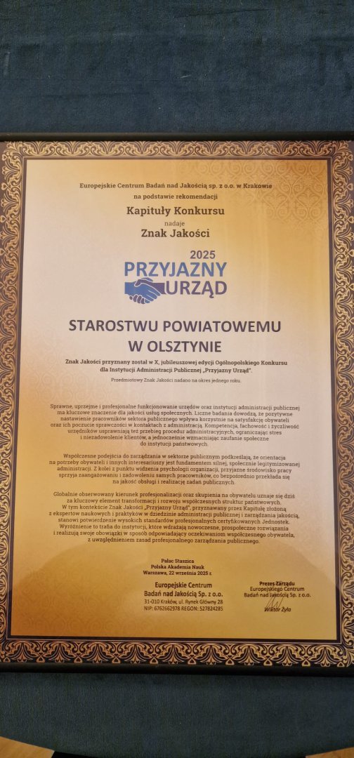 Olsztyńskie Starostwo – Urząd Przyjazny