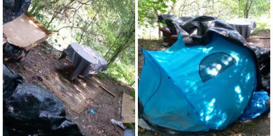 Artykuł: W Olsztynie przybywa koczowisk. Bezdomni chronią się w parkach i pustostanach [ZDJĘCIA]