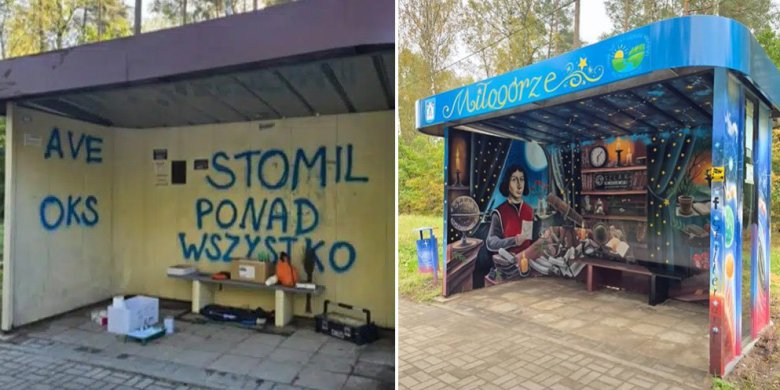 Zamiast kosztownego remontu – sztuka. Gmina Lidzbark Warmiński oszczędza i upiększa przystanki [WIDEO]