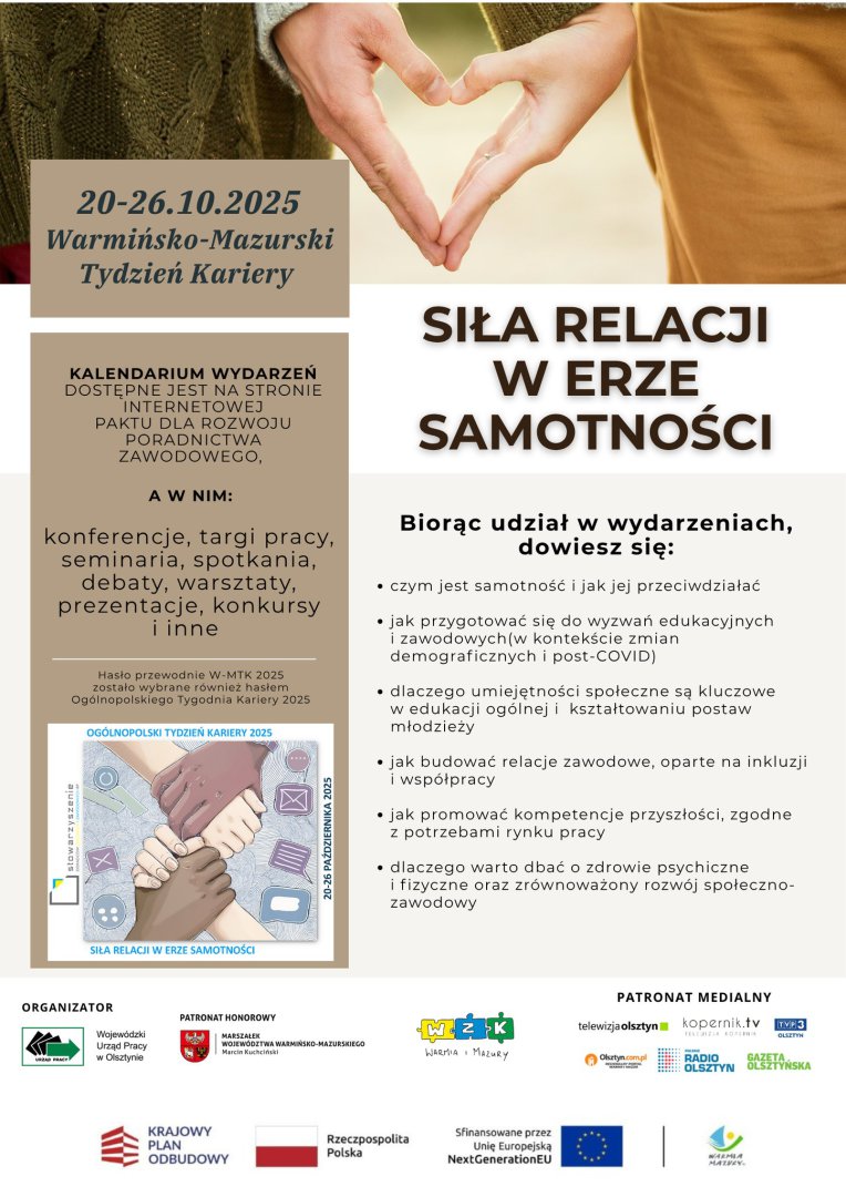 O sile relacji w świecie rosnącej samotności. Startuje XV Warmińsko-Mazurski Tydzień Kariery