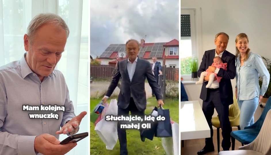 Premier Donald Tusk w Olsztynie. Odwiedził "kolejną wnuczkę"; spełnił obietnicę [WIDEO]