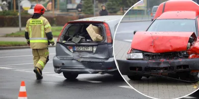 NOL-em uderzył w hondę przy placu Roosevelta w Olsztynie [ZDJĘCIA]