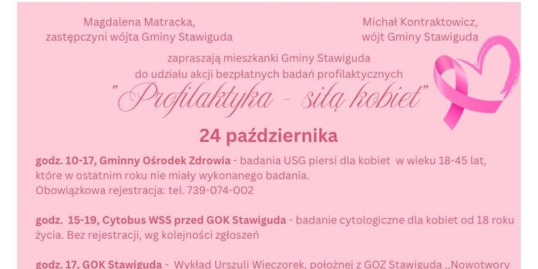 Różowy Październik w gminie Stawiguda – miesiąc troski o zdrowie kobiet