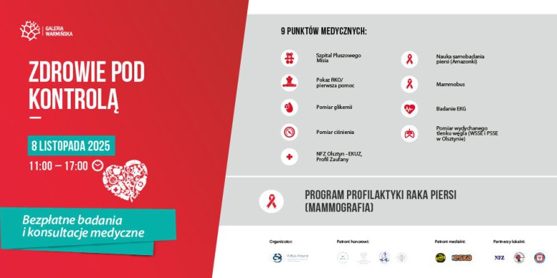 Zadbaj o siebie jesienią! Akcja „Zdrowie pod Kontrolą” w Galerii Warmińskiej