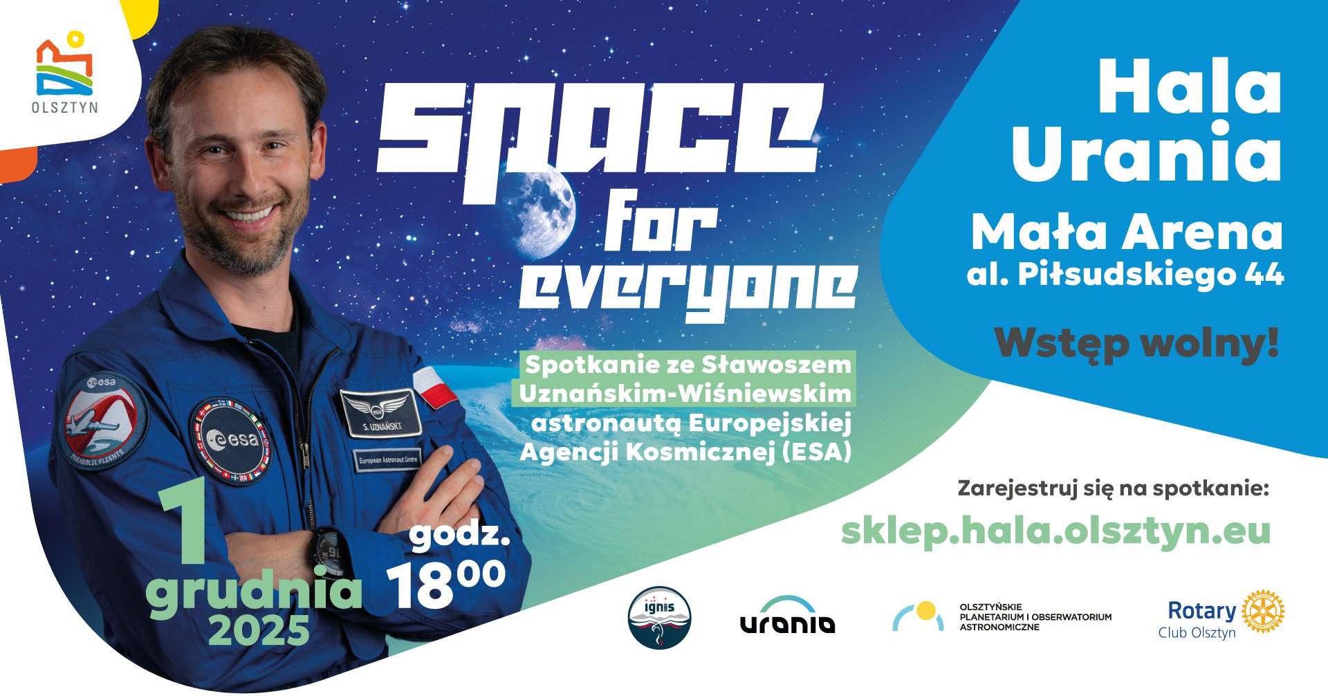 „Space for Everyone” - spotkanie ze Sławoszem Uznańskim-Wiśniewskim w Olsztynie