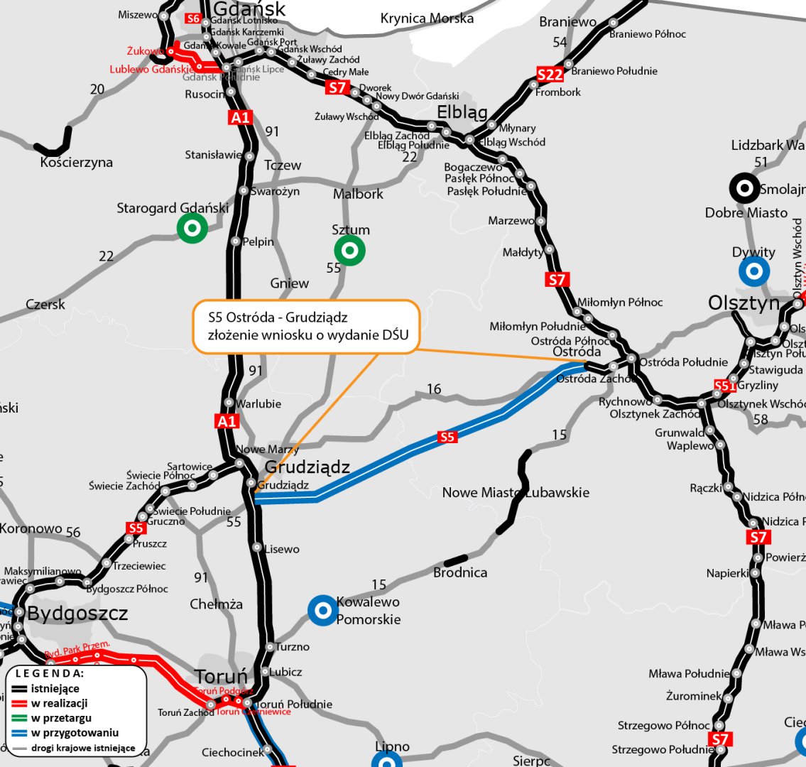 Nowe 50 km "ekspresówki" na Warmii i Mazurach coraz bliżej. Złożono wnioski ws. S5