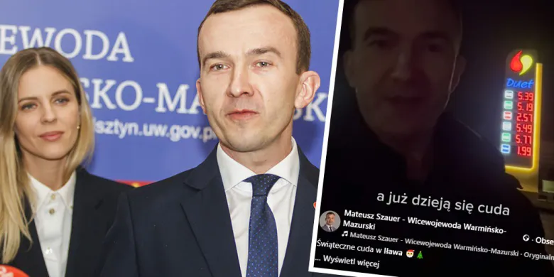 Świąteczne „cuda” na stacji paliw w Iławie? Wideo wicewojewody, Mateusza Szauera, rozpaliło Internet [WIDEO]